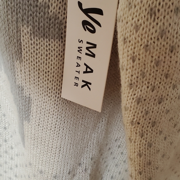 Deer jacquard cream womens holiday cozy  large jumper vintage style sweater 042 - Picture 4 of 8